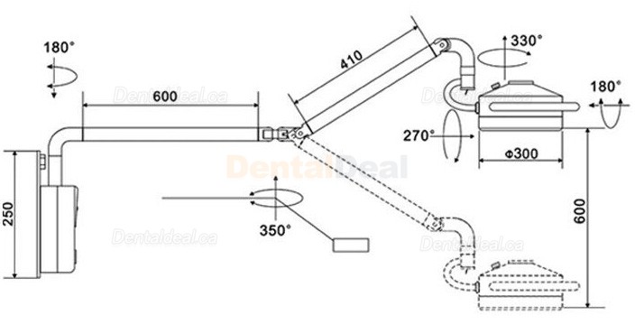 72W Wall-Mounted Dental Surgical Lamp 24 LEDs Dental Shadowless Operating Light